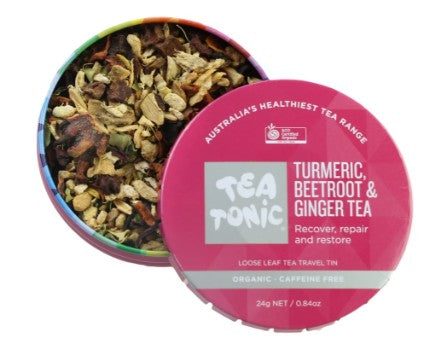Tea Tonic Loose Leaf Tumeric, Beetroot & Ginger Tea Travel Tin